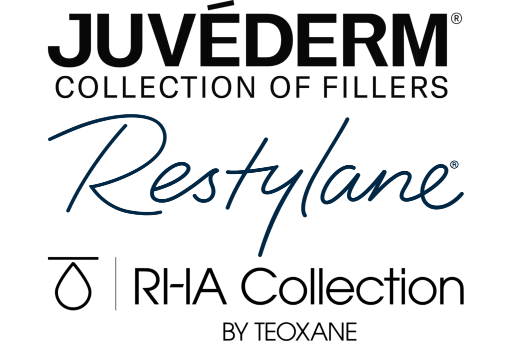 Juvederm, Restylane and RHA collection logos