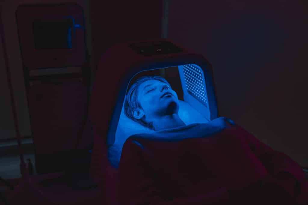 Blue light therapy procedure