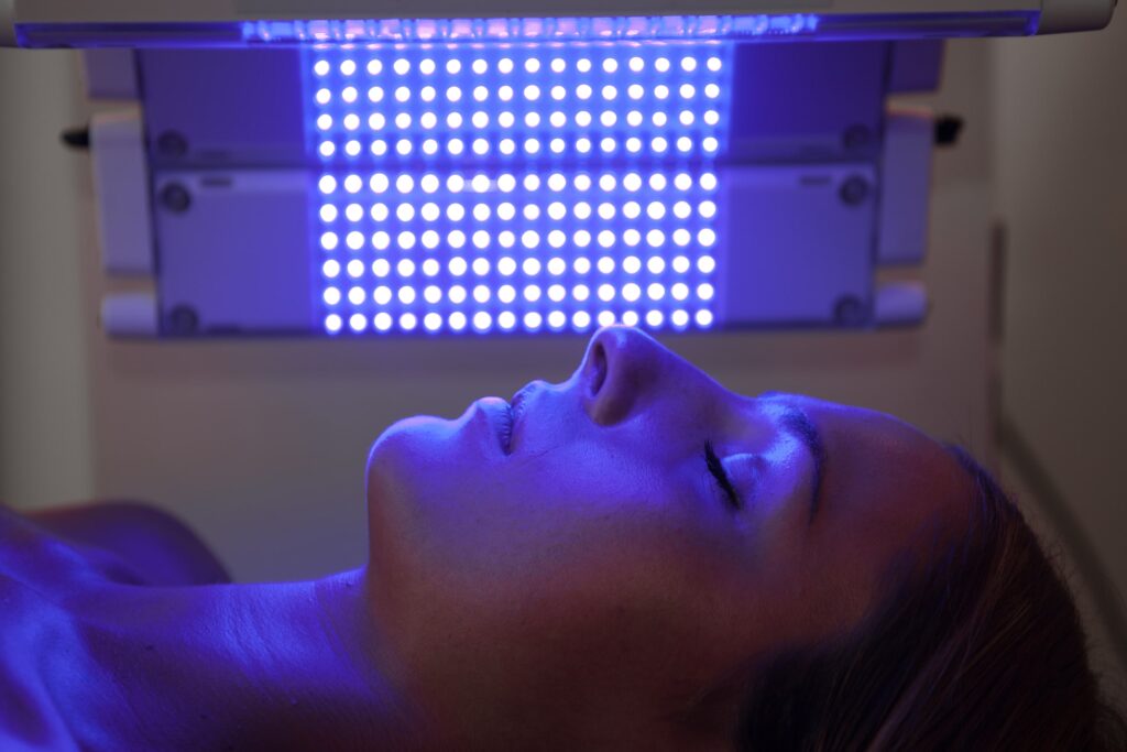 Blue light therapy procedure
